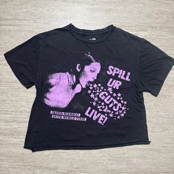 Olivia Rodrigo Spill Ur Guts Live Guts! World Tour Shirt Cropped Adult M - Picture 1 of 5